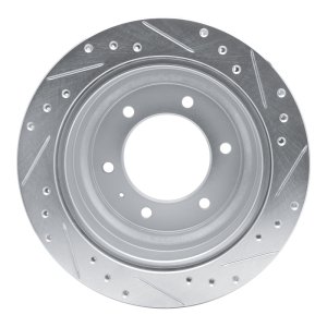 Acura SLX Brake Rotor (1) - Rear Left - R1 Concepts - Drilled & Slotted - Silver - `92-`04